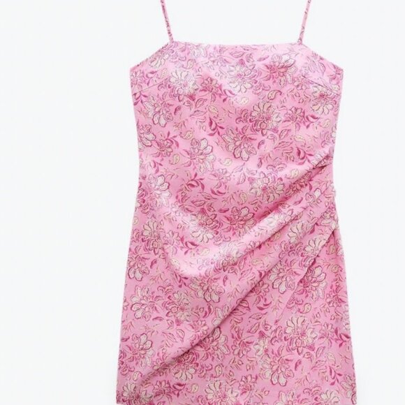 PRINTED LINEN BLEND DRESS -Wore once - Picture 2 of 8